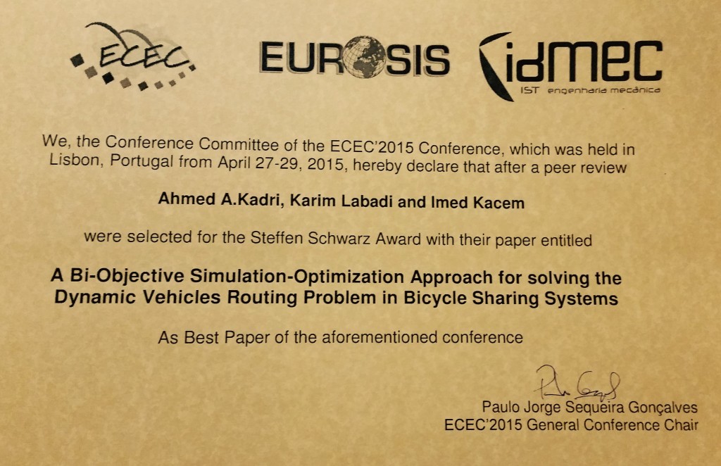 Best Paper Award 2015bis